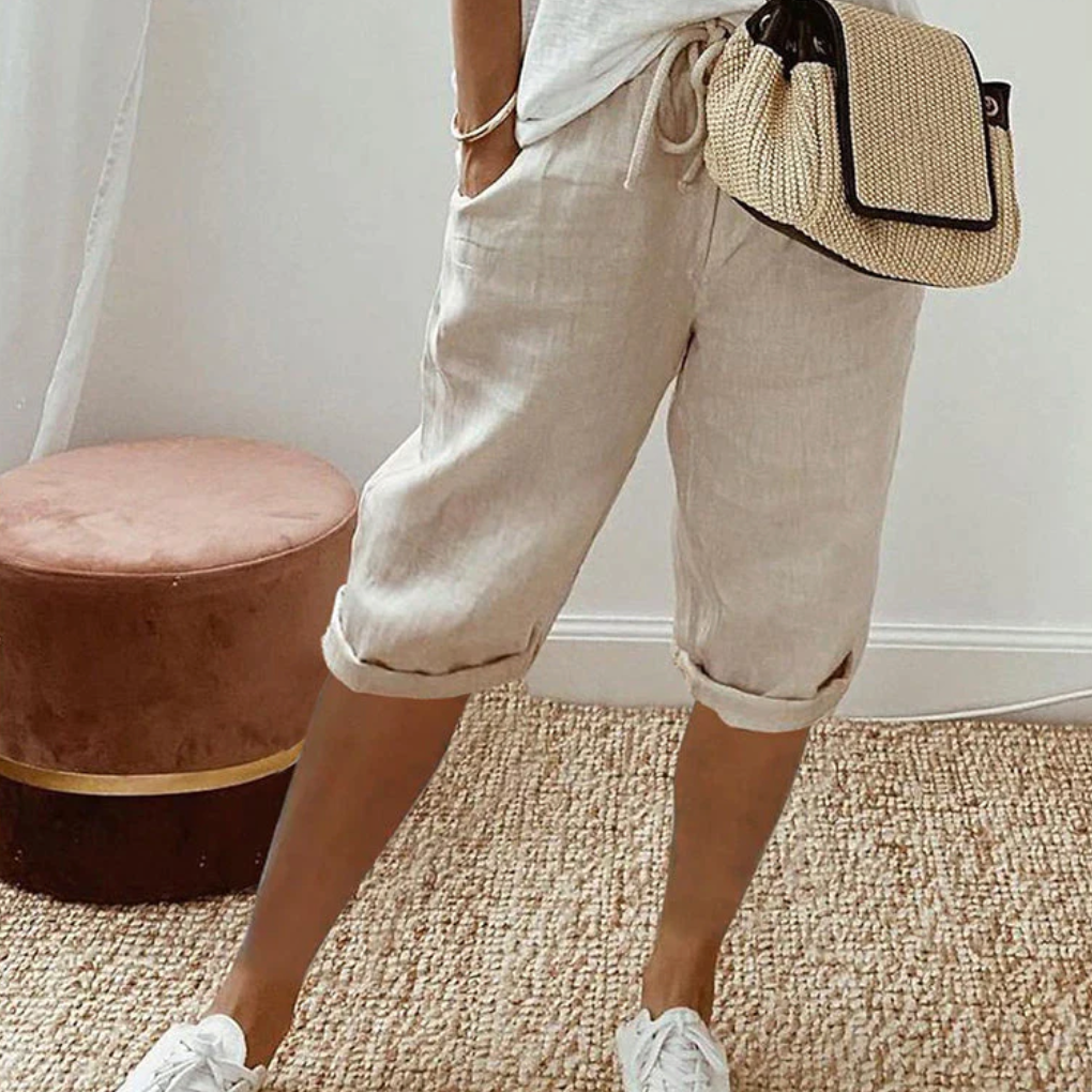 MIRANDA | KNEE-LENGTH LINEN SHORTS