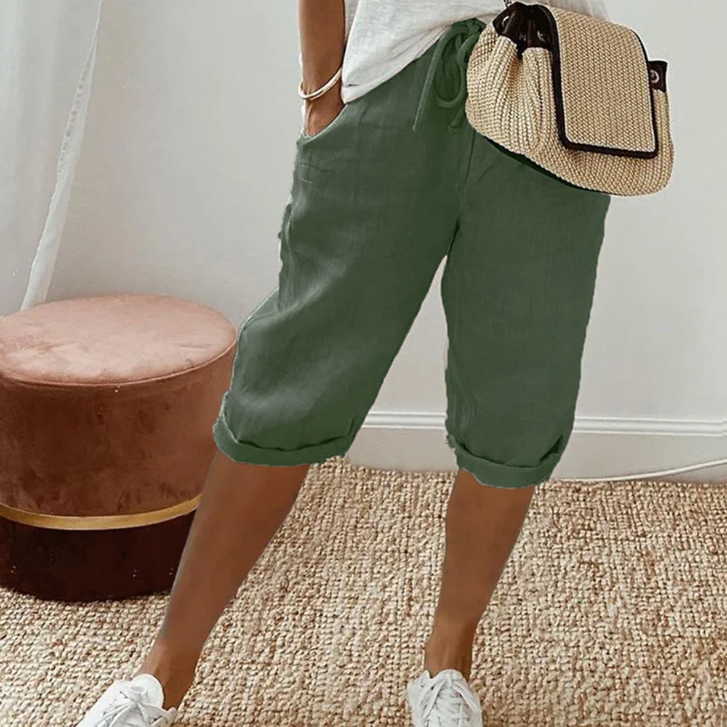 MIRANDA | KNEE-LENGTH LINEN SHORTS